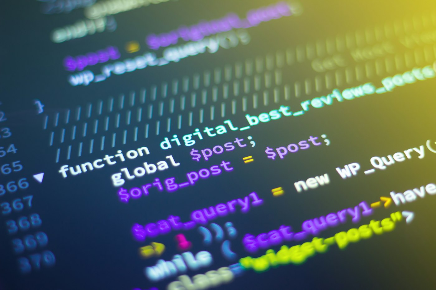 Code and a data interface on screen, representing rules, records and traceability (illustrative image)